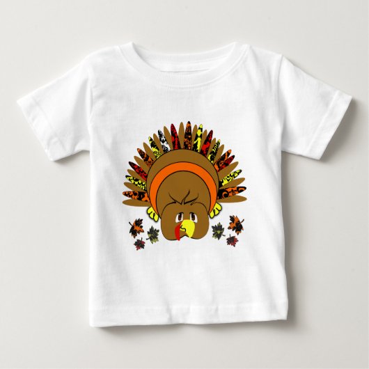 かわいいトルコの感謝祭の女の子のTシャツ ベビーTシャツ (正面)