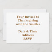 かわいいトルコの感謝祭の招待状 招待状 (裏面)