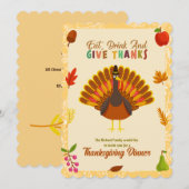 かわいいトルコの感謝祭の食事への招待 招待状 (正面/裏面)