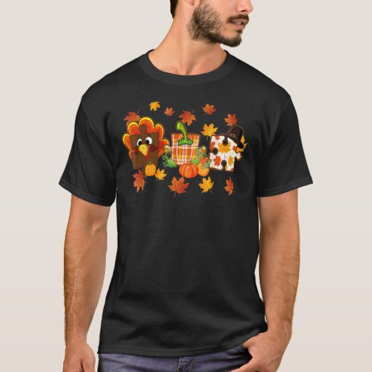 かわいいトルコ自閉症の認識パズルのためのカボチャ Tシャツ (正面)