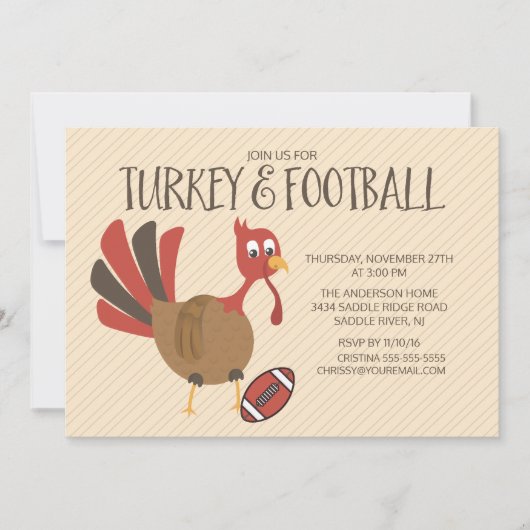 かわいいトルコ&サッカーサンクスギビング招待状 招待状 (正面)