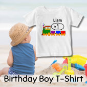 かわいいトレインボーイの1歳の誕生日 ベビーTシャツ