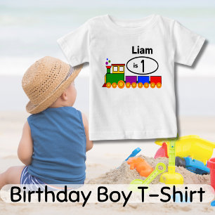 かわいいトレインボーイの1歳の誕生日 ベビーTシャツ