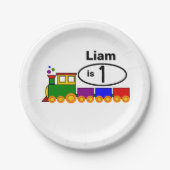 かわいいトレインボーイの1歳の誕生日 ペーパープレート (正面)