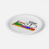 かわいいトレインボーイの1歳の誕生日 ペーパープレート (アングル)