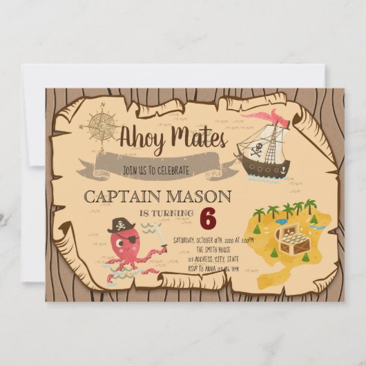 かわいいトレジャー狩りパーティの招待状 招待状 (正面)