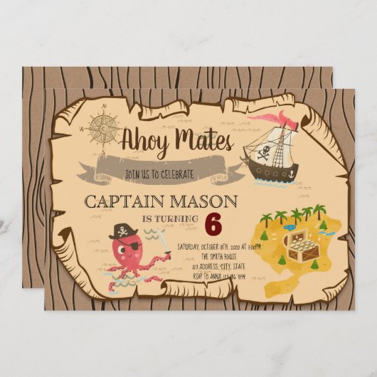 かわいいトレジャー狩りパーティの招待状 招待状 (正面/裏面)