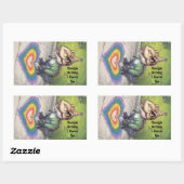 かわいいトレックスの虹が歩道で聞く 長方形シール (シート)