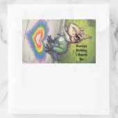 かわいいトレックスの虹が歩道で聞く 長方形シール (バッグ)