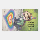 かわいいトレックスの虹が歩道で聞く 長方形シール (正面)