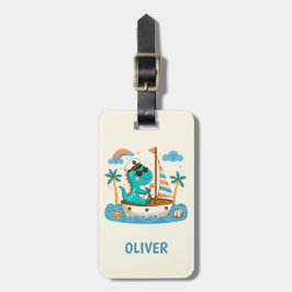 かわいいトレックス航海の帆船キャプテン ラゲッジタグ