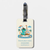 かわいいトレックス航海の帆船キャプテン ラゲッジタグ (裏面縦)