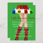 かわいいトレンディーの休日/クリスマスの醜いセーターパーティー 招待状 (正面/裏面)