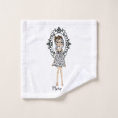 かわいいトレンディーの女の子(眼鏡) バスタオルセット (ウォッシュタオル)