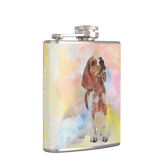 かわいいトレンディーの子犬の動物犬の水彩画 フラスク (右)