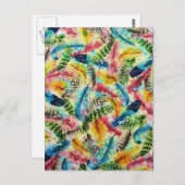 かわいいトレンディーの水色の（ばちゃばちゃ）跳ねるの部族の羽 ポストカード (正面/裏面)