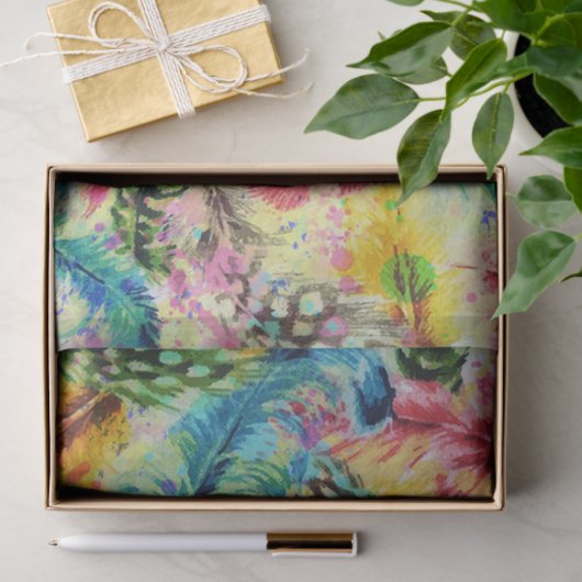 かわいいトレンディーの水色の（ばちゃばちゃ）跳ねるの部族の羽 薄葉紙 (ギフト)