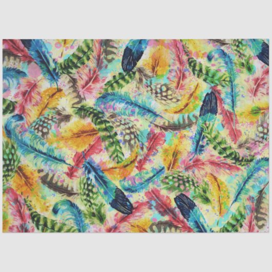 かわいいトレンディーの水色の（ばちゃばちゃ）跳ねるの部族の羽 薄葉紙 (正面)