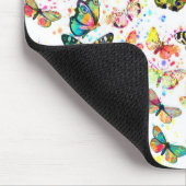 かわいいトレンディーの水色の(ばちゃばちゃ)跳ねる蝶 マウスパッド (コーナー)