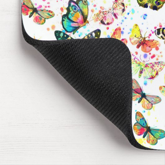 かわいいトレンディーの水色の(ばちゃばちゃ)跳ねる蝶 マウスパッド (コーナー)