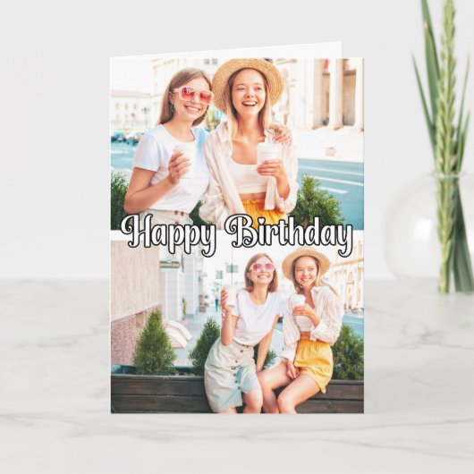 かわいいトレンディーカスタム2枚テンプレート誕生日カード カード (正面)