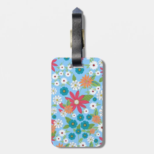 かわいいトレンディーガーリーのソフトカラーの花柄 ラゲッジタグ (裏面縦)