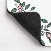 かわいいトレンディーガーリーフラワーつる植物ピンクジェムクリスタル マウスパッド (コーナー)