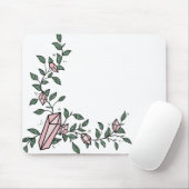 かわいいトレンディーガーリーフラワーつる植物ピンクジェムクリスタル マウスパッド (マウス)