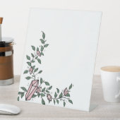 かわいいトレンディーガーリーフラワーつる植物ピンクジェムクリスタル 台座サイン (インサイチュ)