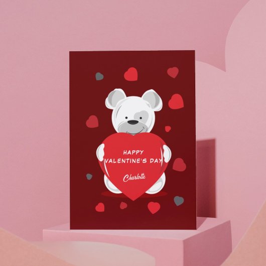かわいいトレンディークマと赤ヒートバレンタインデー シーズンカード