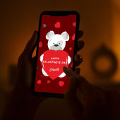 かわいいトレンディークマと赤ヒートバレンタインデー シーズンカード