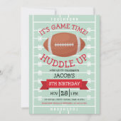 かわいいトレンディーサッカーフィールド&リボン誕生日 招待状 (正面)