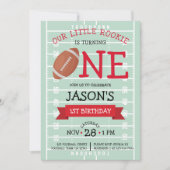 かわいいトレンディーサッカーフィールド&リボン1st誕生日 招待状 (正面)