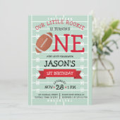 かわいいトレンディーサッカーフィールド&リボン1st誕生日 招待状 (スタンド正面)