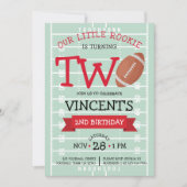 かわいいトレンディーサッカーフィールド&リボン2nd誕生日 招待状 (正面)