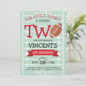 かわいいトレンディーサッカーフィールド&リボン2nd誕生日 招待状 (スタンド正面)