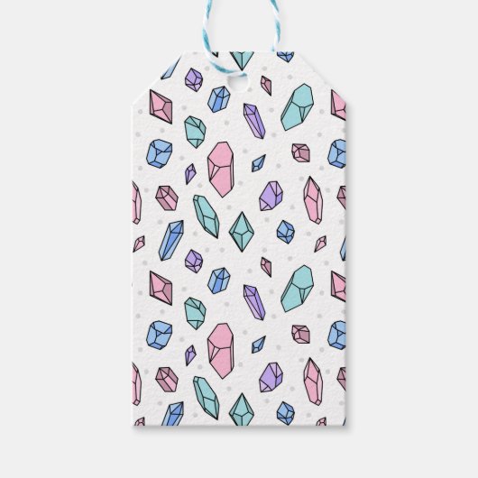 かわいいトレンディーパステルジェムストーンジェムズクリスタルパターン ギフトタグ (正面)