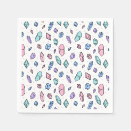 かわいいトレンディーパステルジェムストーンジェムズクリスタルパターン スタンダードカクテルナプキン