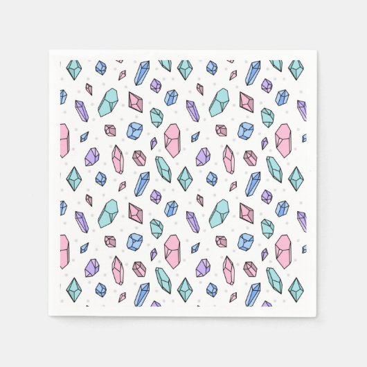かわいいトレンディーパステルジェムストーンジェムズクリスタルパターン スタンダードカクテルナプキン (正面)