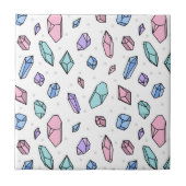 かわいいトレンディーパステルジェムストーンジェムズクリスタルパターン タイル (正面)