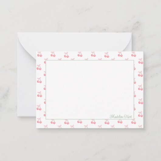 かわいいトレンディーパーソナライズされたさくらんぼ ノートカード (正面)