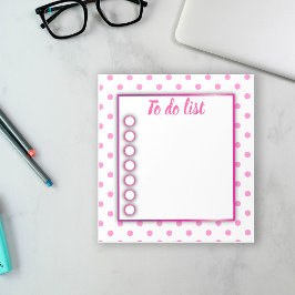 かわいいトレンディーピンクと白の水玉模様を行うリスト ノートパッド