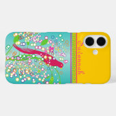 かわいいトレンディーピンクスワローバードサークルバーストアクア Case-Mate iPhoneケース (裏面 (横))