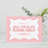 かわいいトレンディーピンクパーソナライズされたフラワーガール提案 カード (スタンド正面)