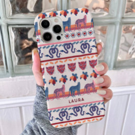 かわいいトレンディーピンクヒョウ柄ミックスストライプカスタム iPhone 16 PROケース