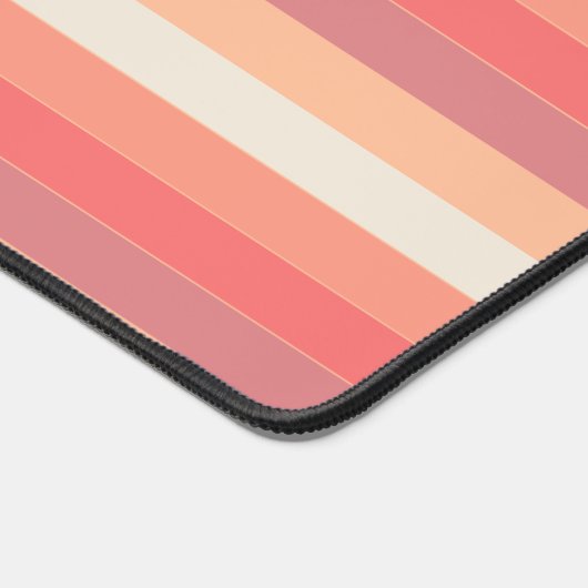 かわいいトレンディーピーチストライプピンクの名前 デスクマット (コーナー)