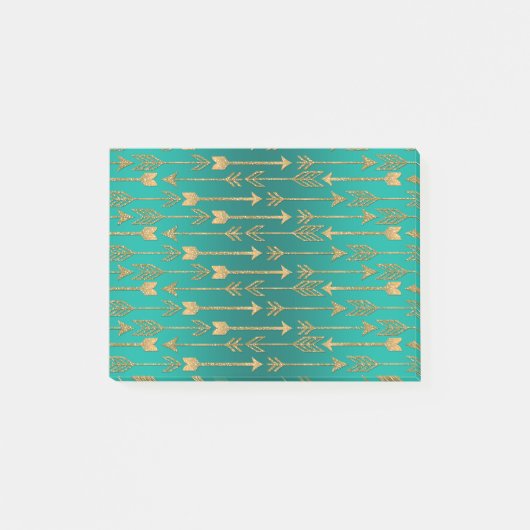 かわいいトレンディーフェイク金ゴールドグリッターのトライバル矢印 ポストイット (正面)