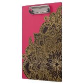 かわいいトレンディーフェイク金ゴールドグリッターフラワーヘナ クリップボード (左)