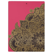 かわいいトレンディーフェイク金ゴールドグリッターフラワーヘナ クリップボード (裏面)