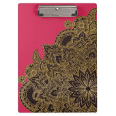 かわいいトレンディーフェイク金ゴールドグリッターフラワーヘナ クリップボード (正面)